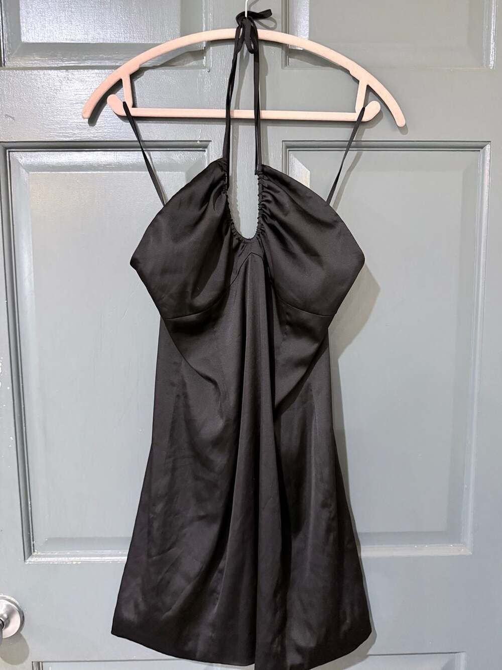 Sun-deh Satin Halter Dress in Black, Size 10